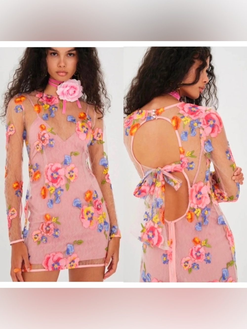 For Love & Lemons Percy Embroidered Mesh Mini Dress - Picture 2 of 4